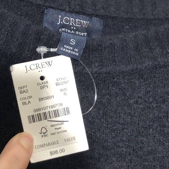 J.Crew Factory Sweater Mens Small Black Crewneck Extra-soft Yarn Wool Blend New - Picture 5 of 10